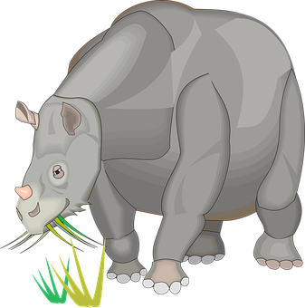 Animated Rhino Eating Grass