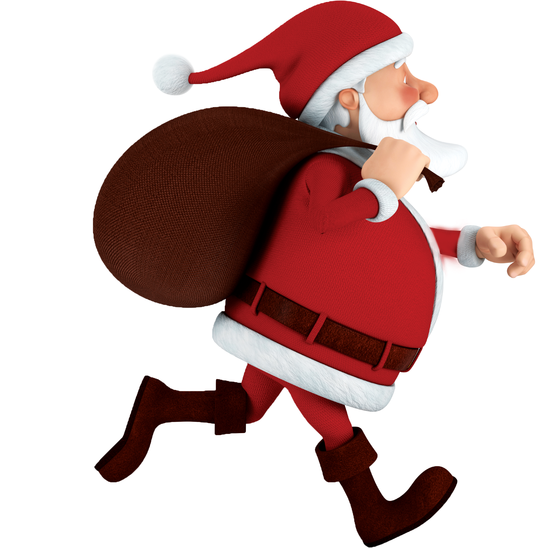 Animated Santa Claus Rushingwith Gift Bag