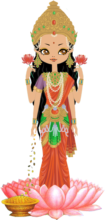 Animated Saraswati Goddess Illustration