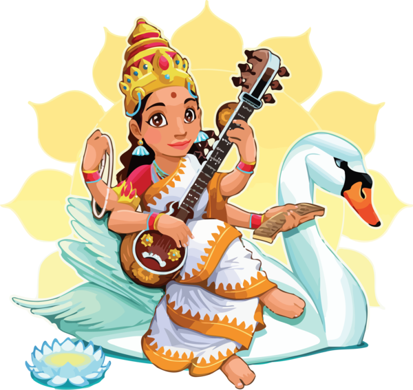 Animated_ Saraswati_ Playing_ Veena