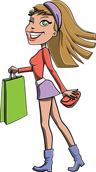 Animated Shopping Girl Cartoon