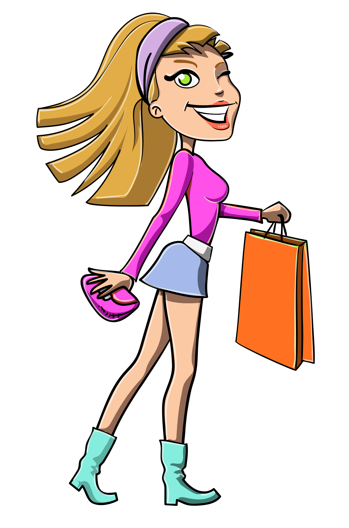 Animated Shopping Girl Cartoon