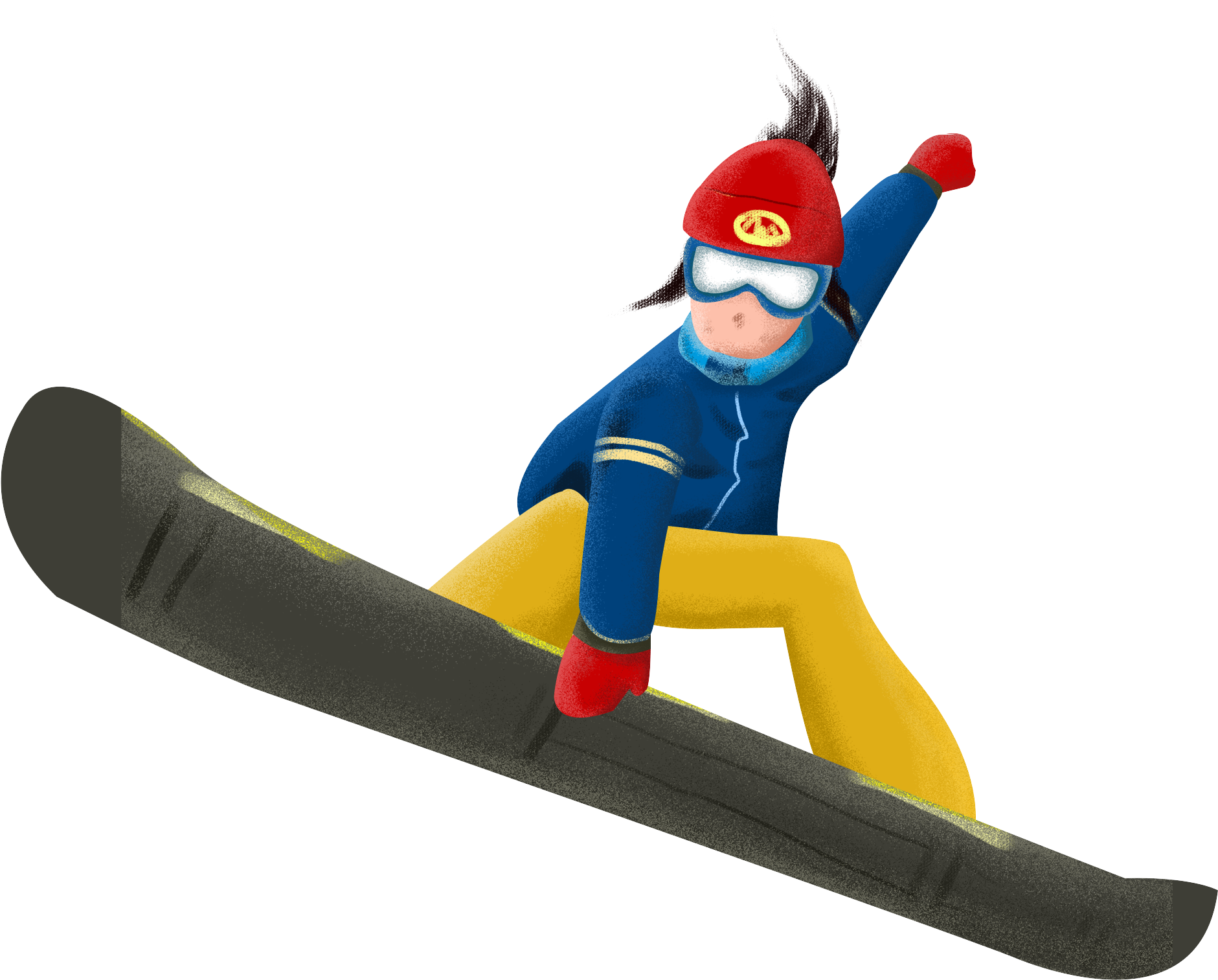 Animated Snowboarder In Action.png