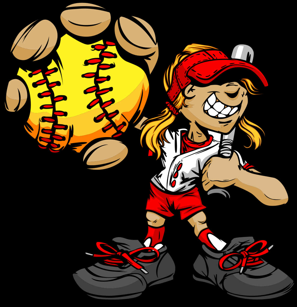 Animated Softball Player Readyto Play