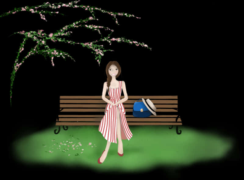 Animated Springtime Park Bench Scene