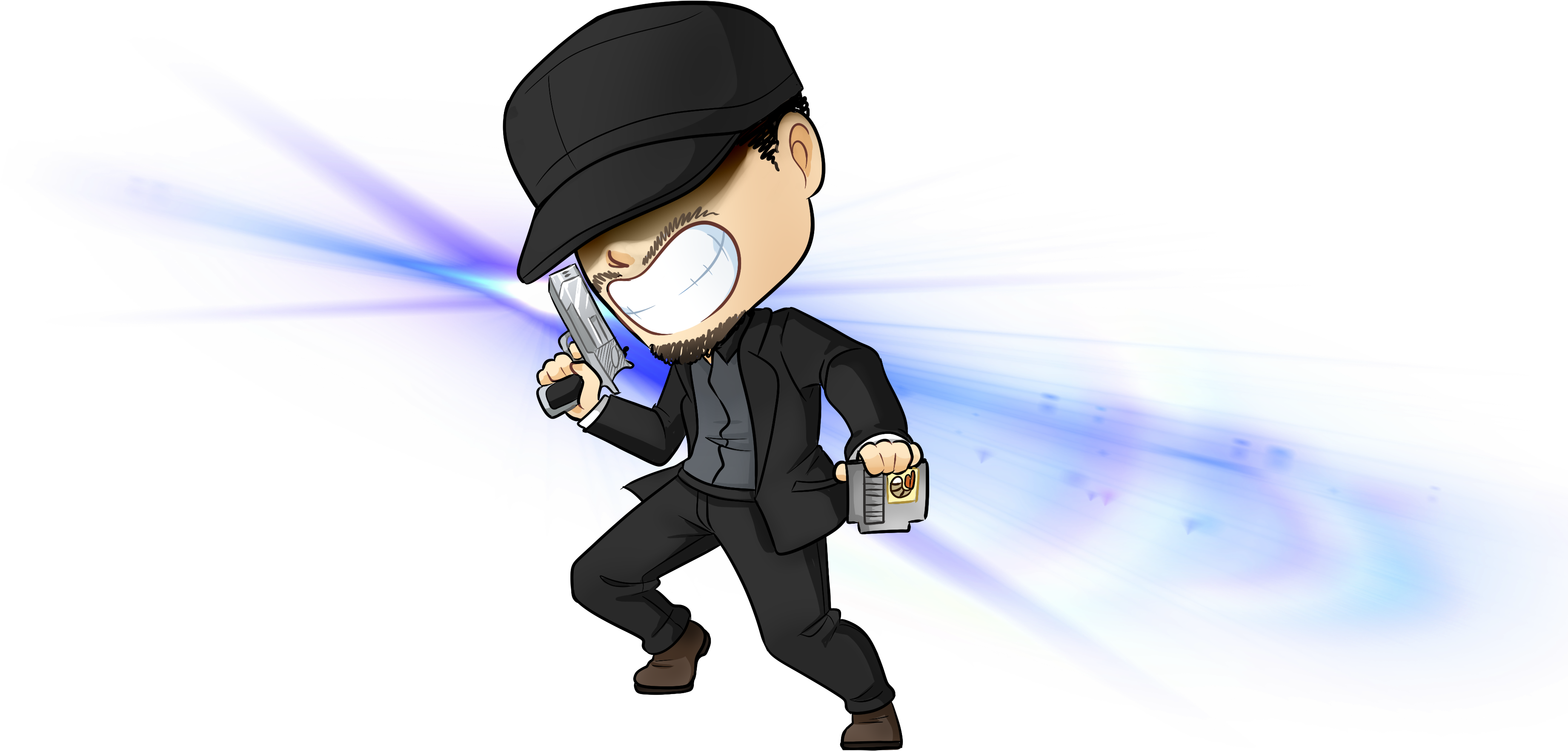 Animated Spy Character With Glowing Blade