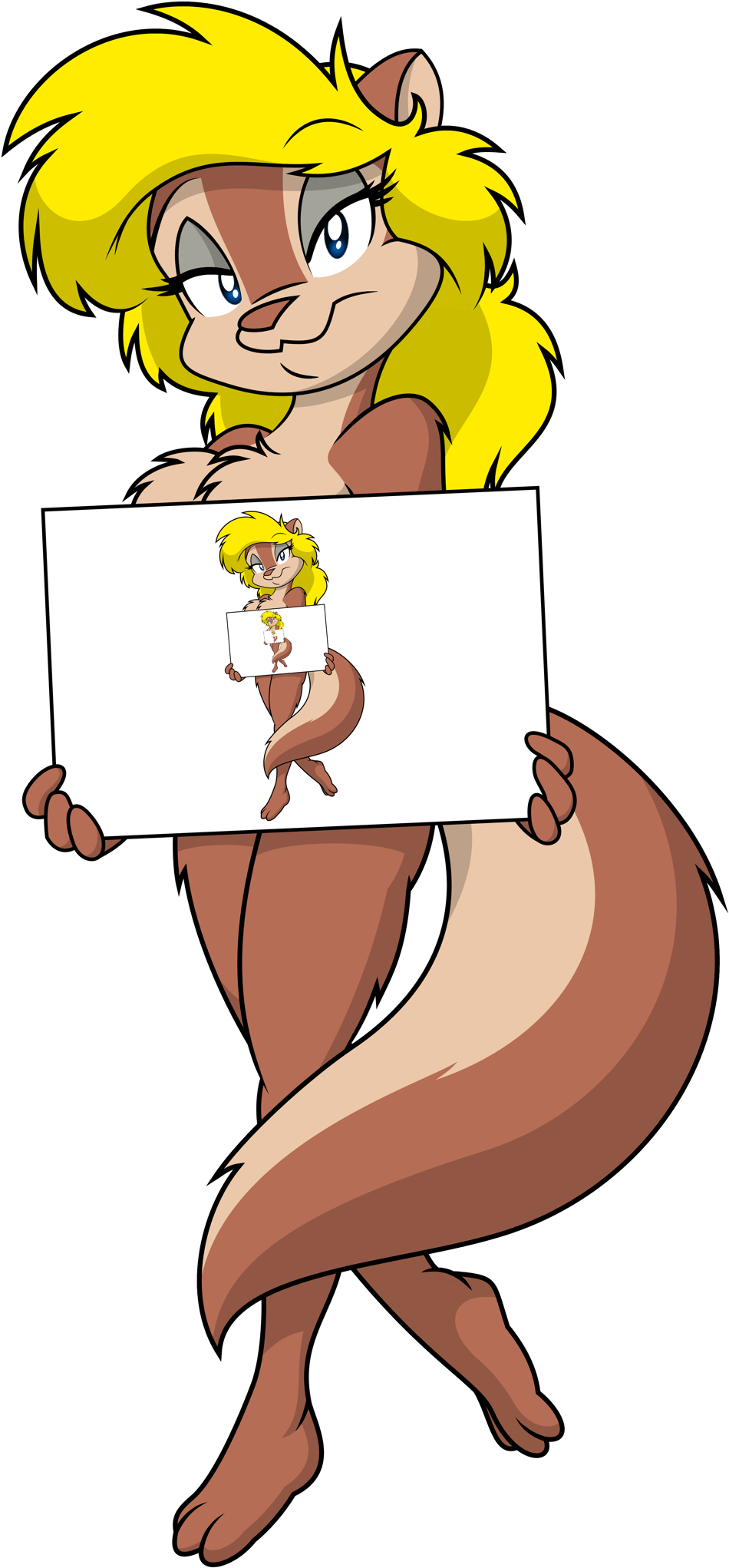 Animated Squirrel Character Holding Sign