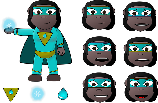 Animated Superhero Character Expressions