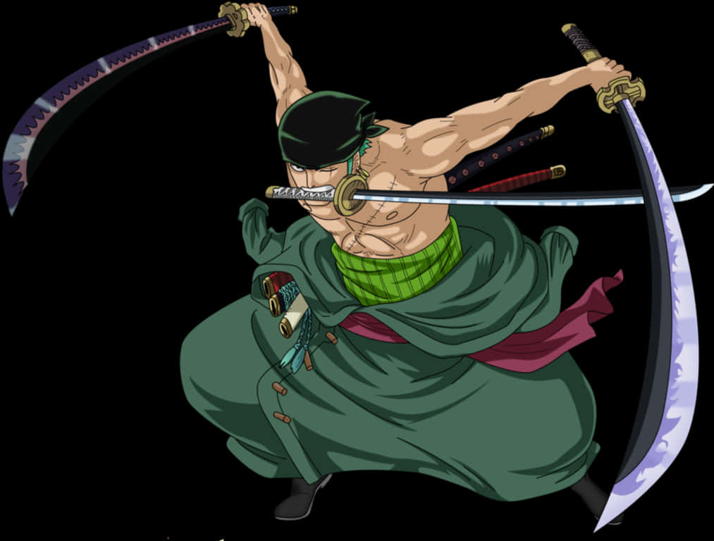 Animated_ Swordfighter_ Triple_ Katana_ Stance