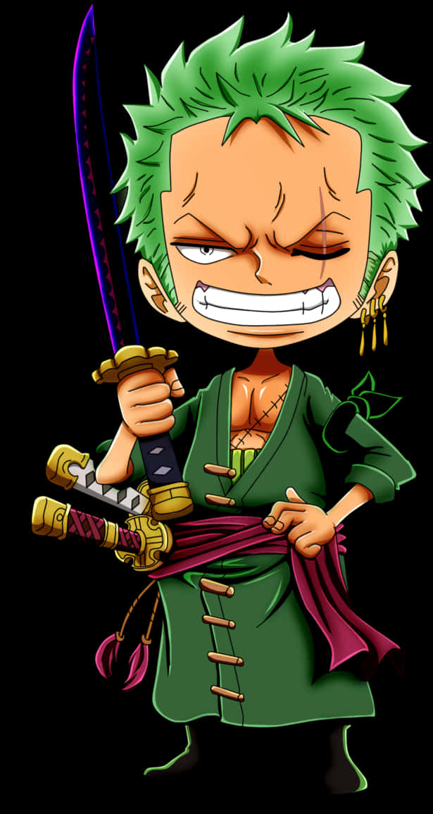 Animated Swordsman Zoro Stance