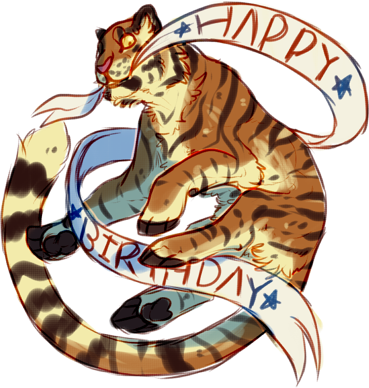 Animated Tiger Celebrating Birthday