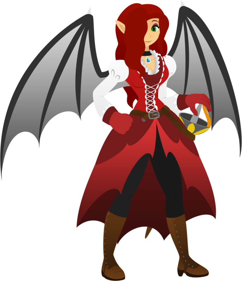 Animated Vampire Characterwith Wingsand Red Dress