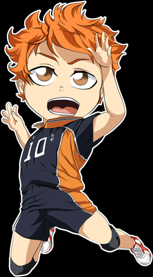 Animated Volleyball Player Hinata Action Pose