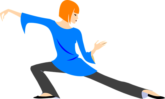 Animated Woman Dancing Blue Dress