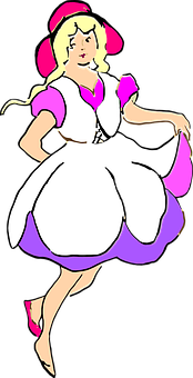 Animated Womanin Pinkand White Dress