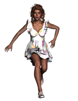 Animated Womanin Summer Dress