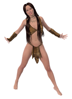 Animated Womanin Tribal Costume