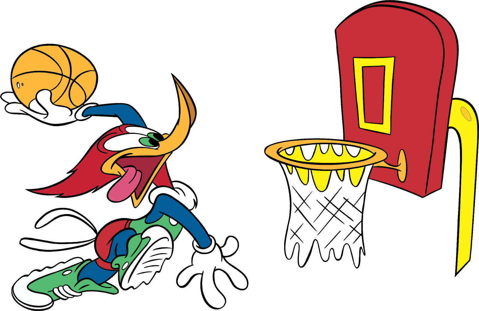 Animated Woodpecker Playing Basketball