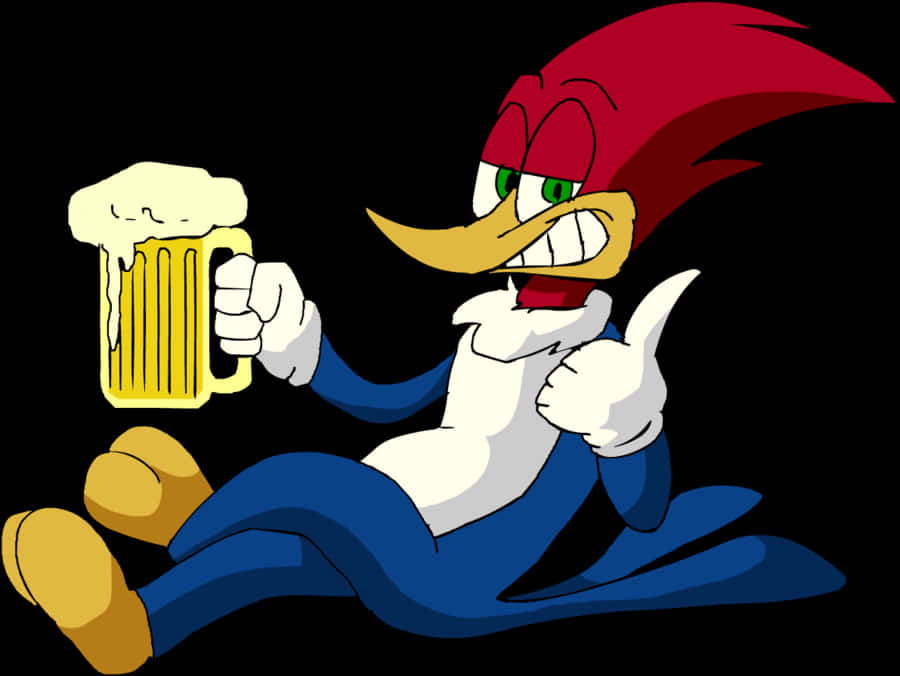 Animated Woody Woodpecker With Beer