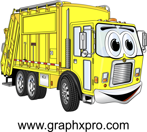 Animated Yellow Garbage Truck Cartoon