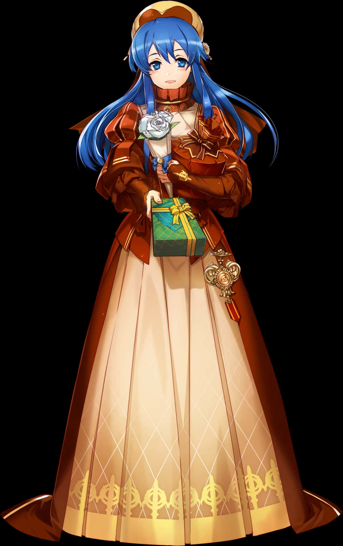 Anime Blue Haired Princess With Gift