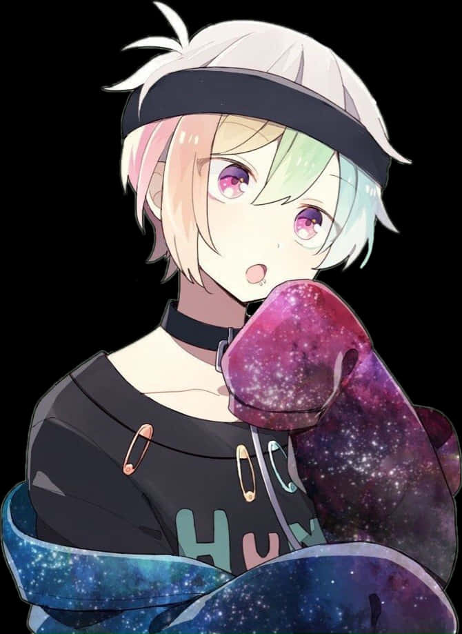 Anime Boy With Galaxy Boxing Gloves