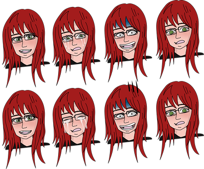 Anime Character Expressions Collage