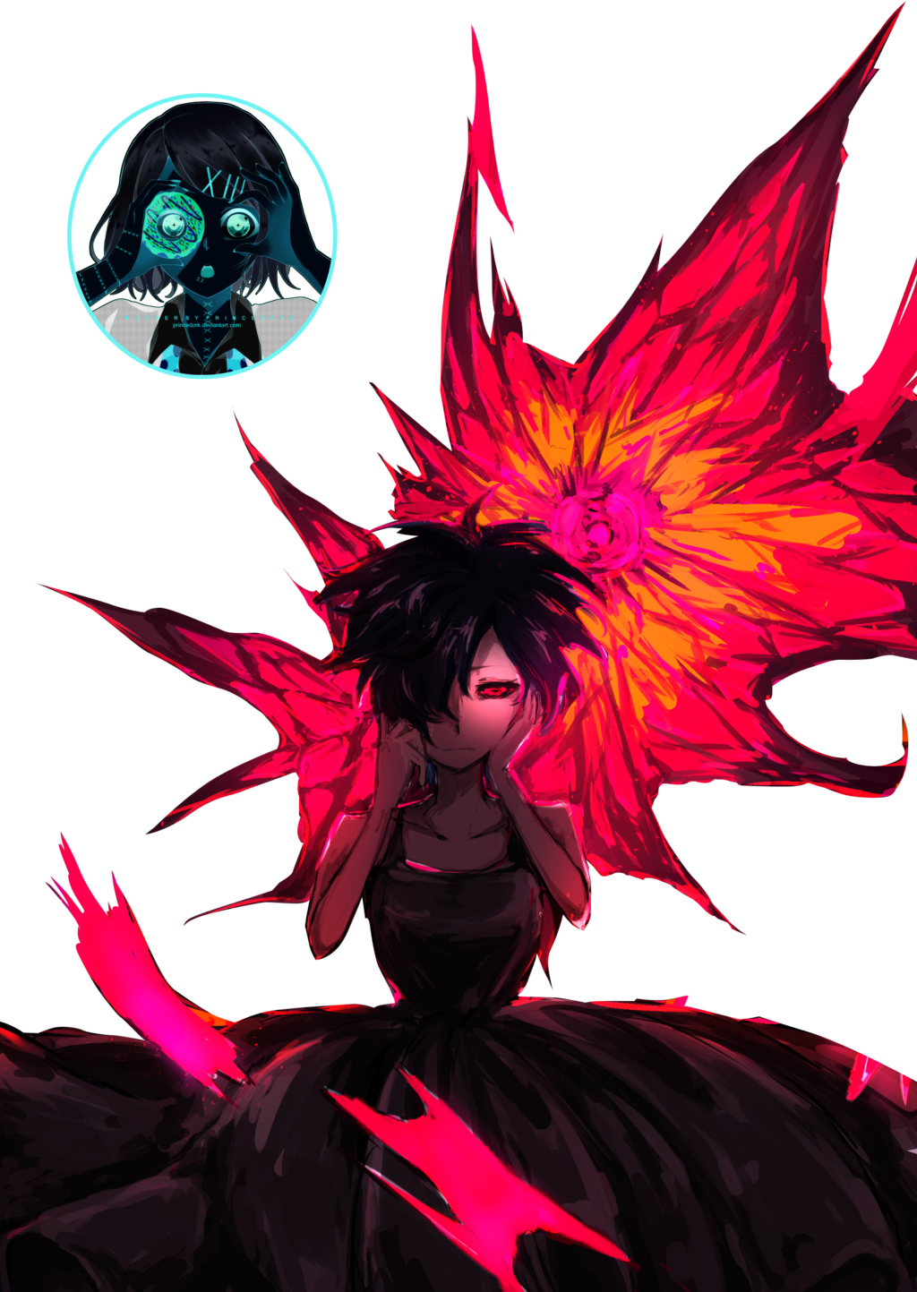 Anime Character With Flaming Wings