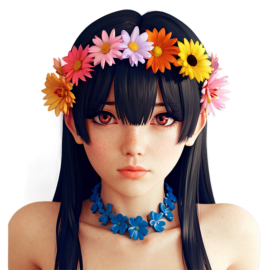 Anime Character With Flower Crown Png 06252024