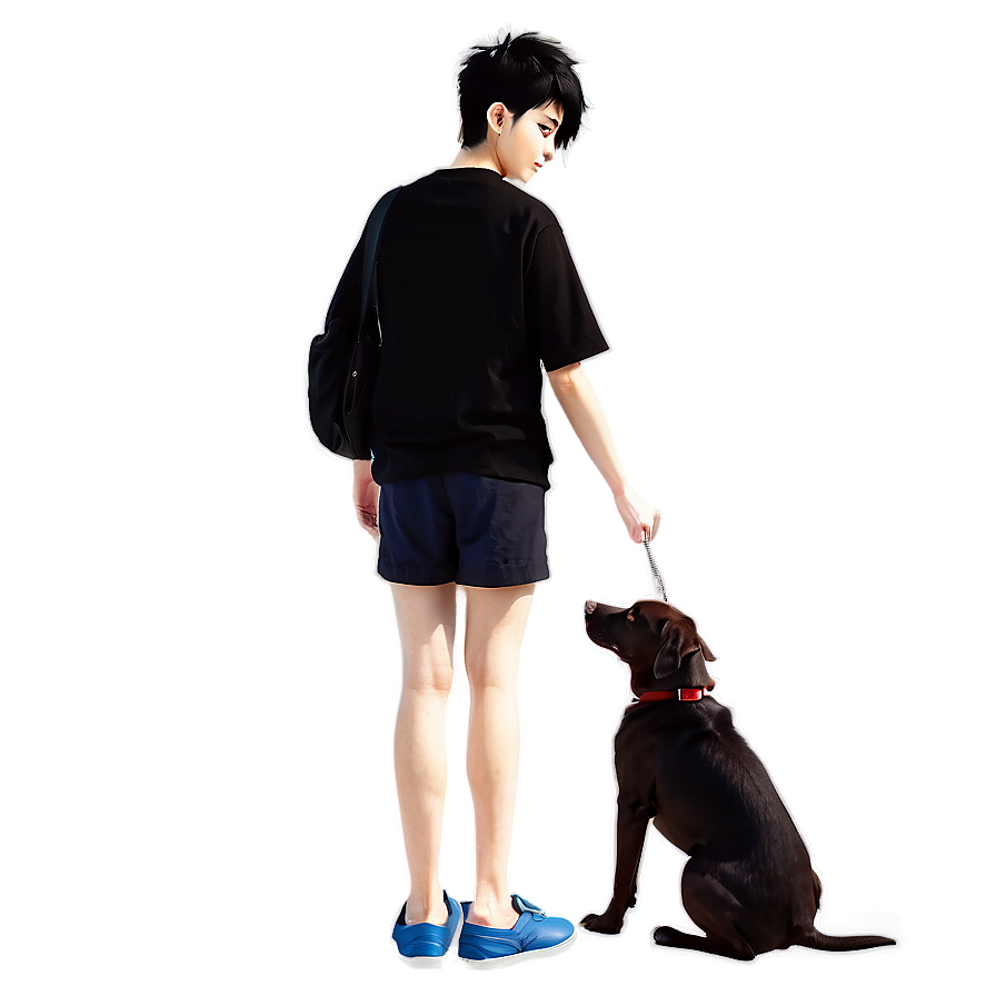 Anime Character With Pet Dog Png 06252024