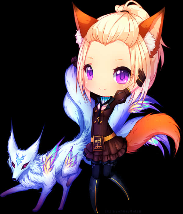 Anime Fox Girland White Fox Spirit