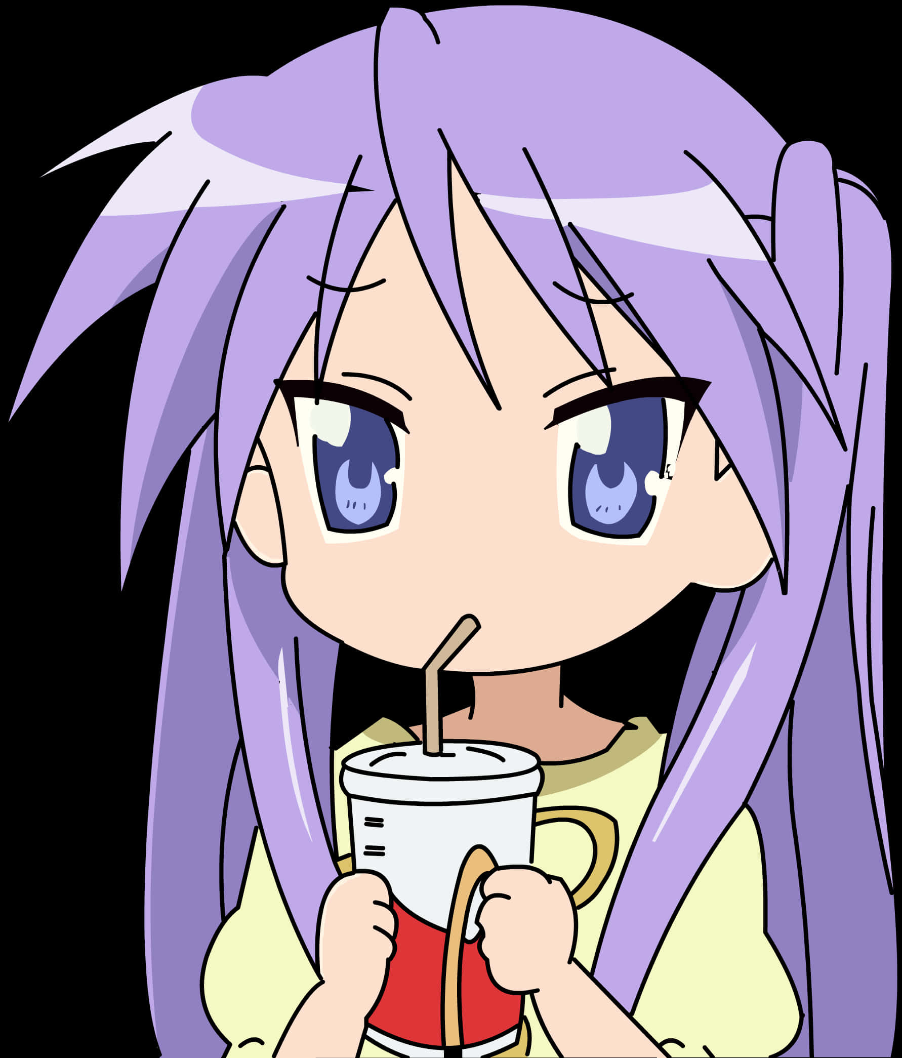 Anime Girl Drinking From Cup