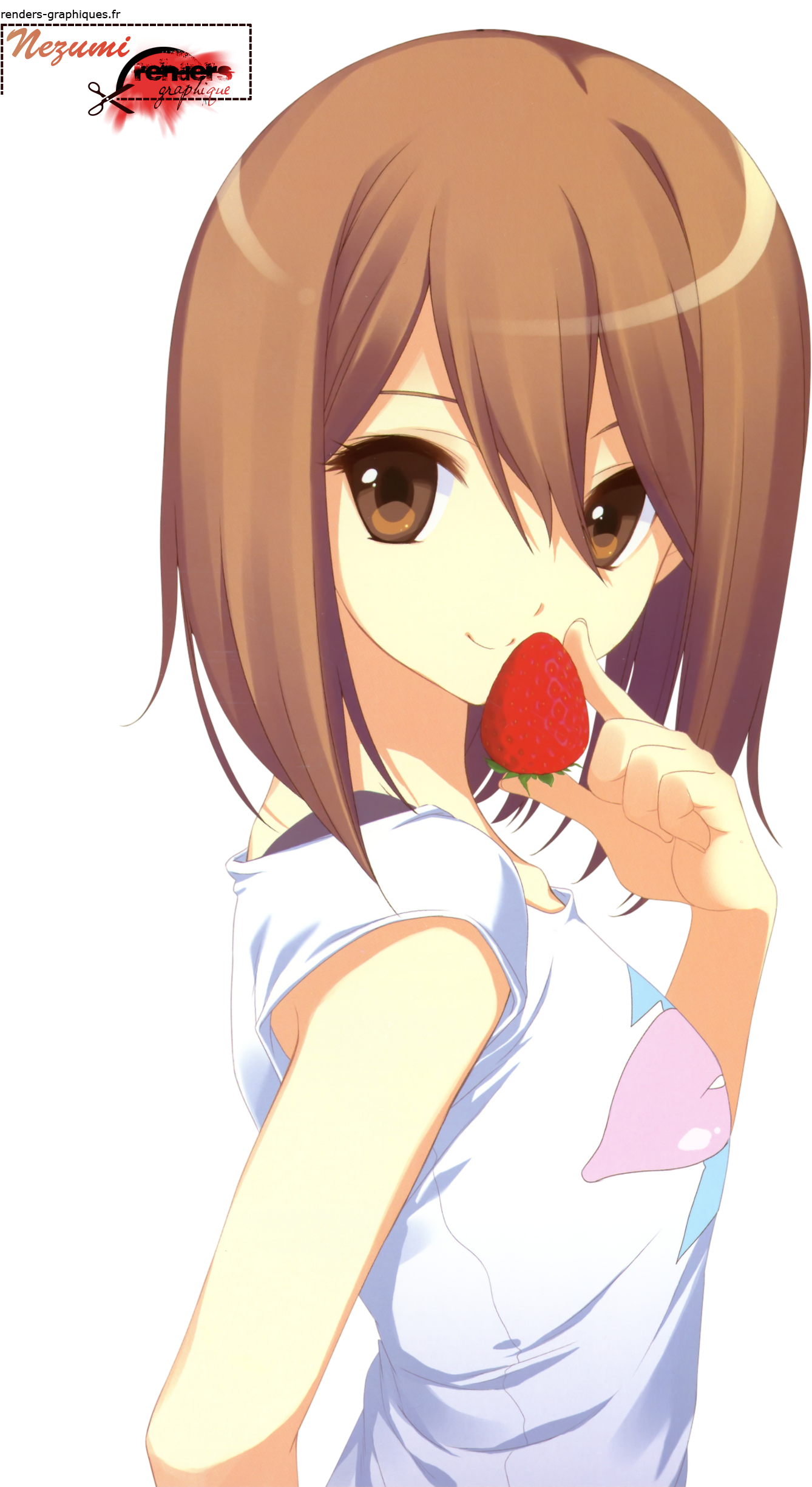 Anime Girl Eating Strawberry