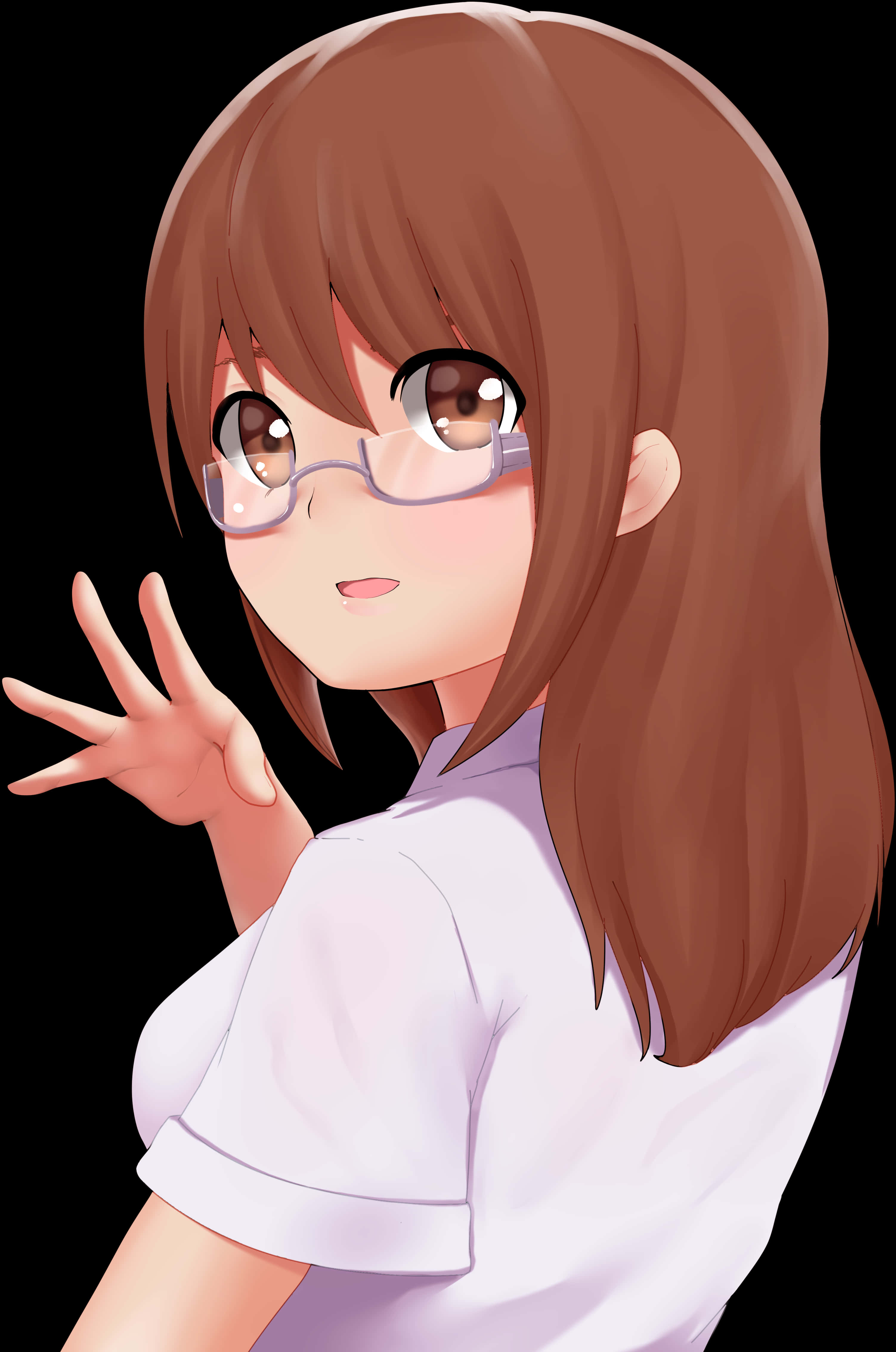 Anime Girl With Glasses Gesture