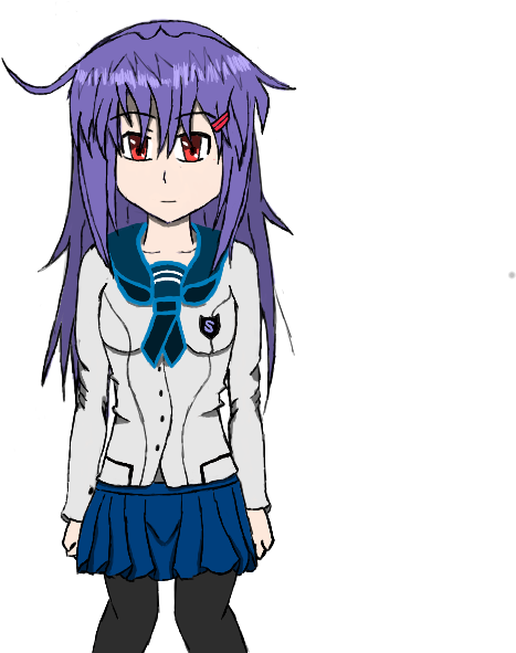 Anime Girl With Purple Hairand School Uniform