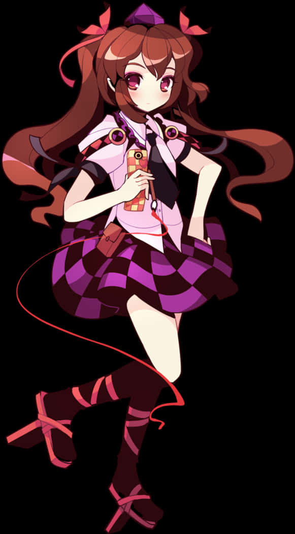 Anime Girlin Checkered Dress