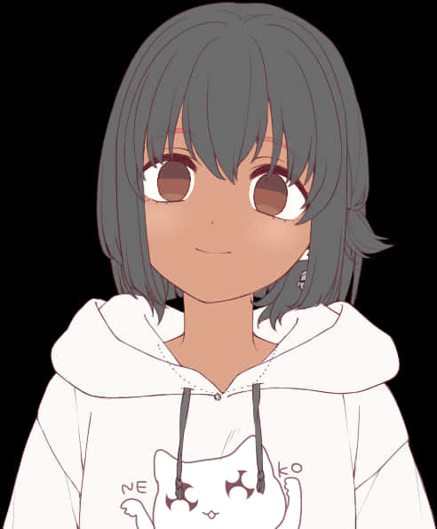 Anime Girlin White Hoodie