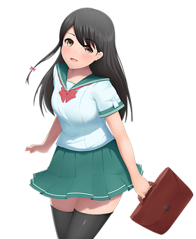 Anime Schoolgirl With Briefcase