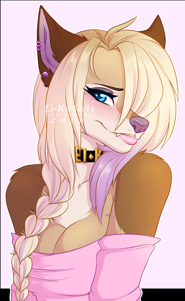 Anime Style Blushing Fox Girl