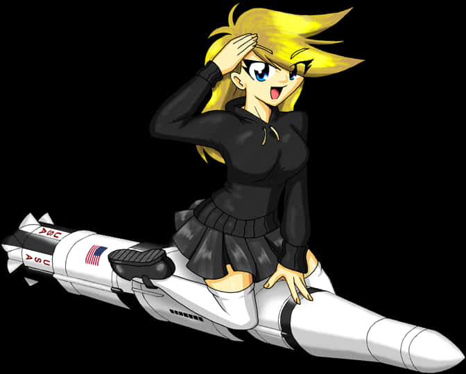 Anime Style Character Riding Missile