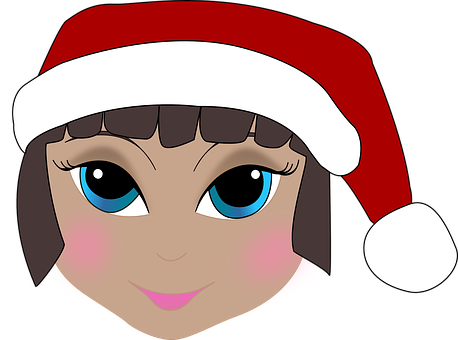 Anime Style Santa Hat Girl