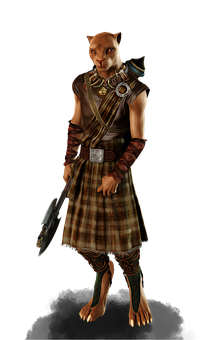 Anthropomorphic Cat Warriorin Kilt