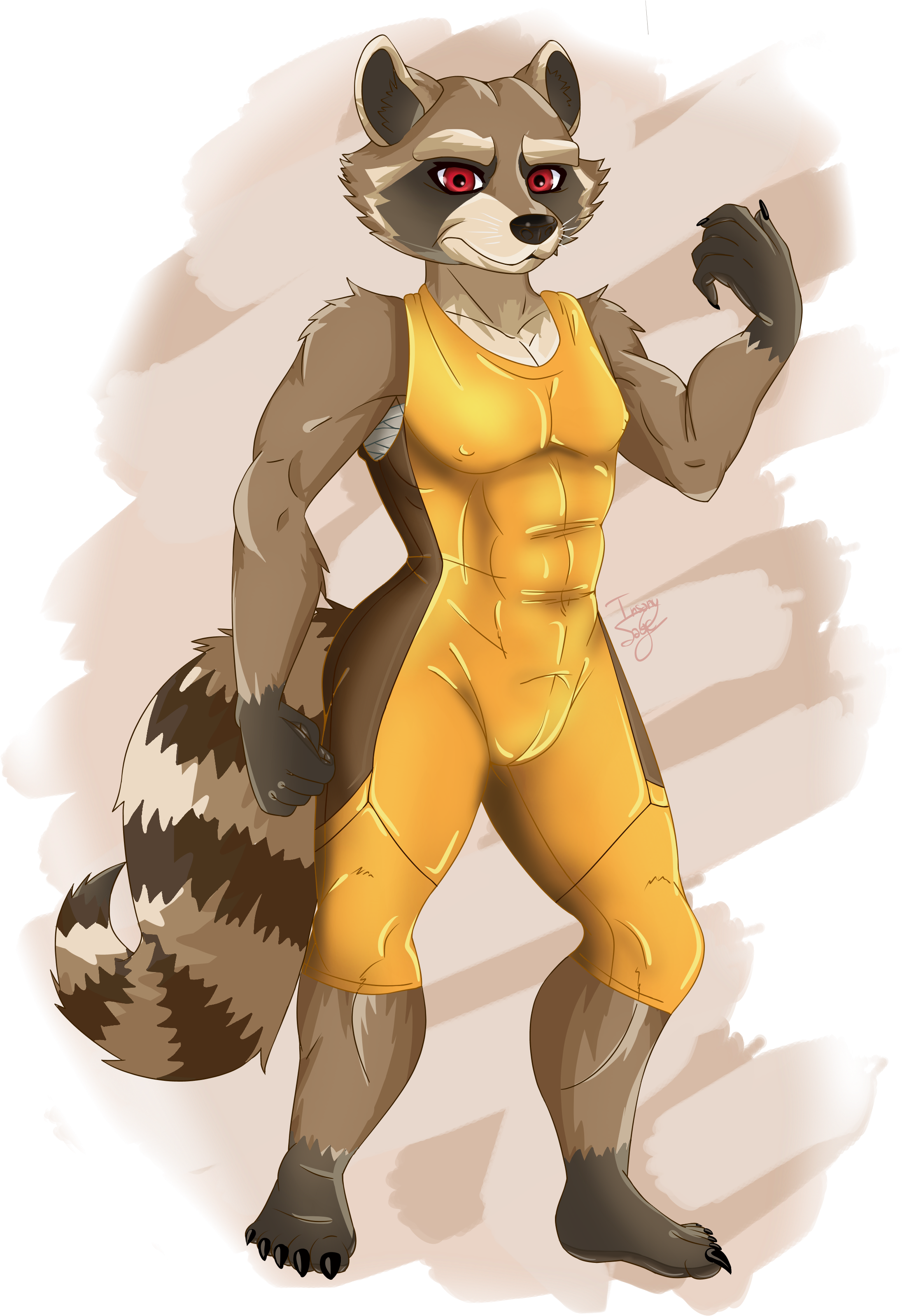 Anthropomorphic Raccoon Athlete Illustration