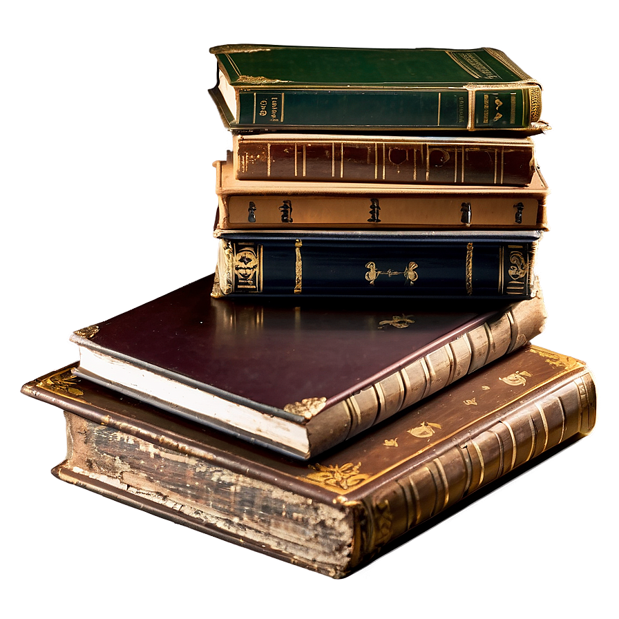 Antique Books Stack Png 06132024