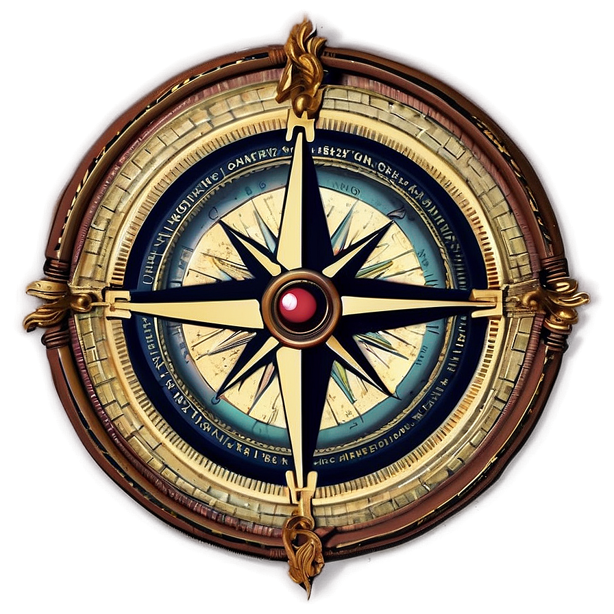 Antique Compass Rose Artwork Png Acc