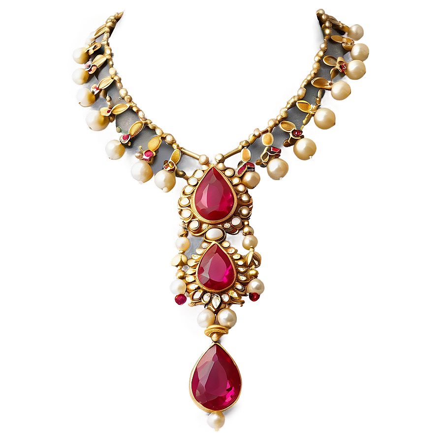 Antique Gold Necklace Png 06122024