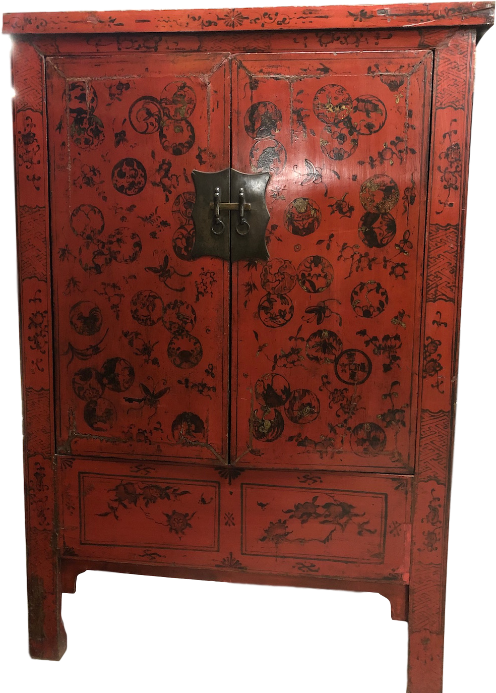 Antique Red Chinese Cabinet