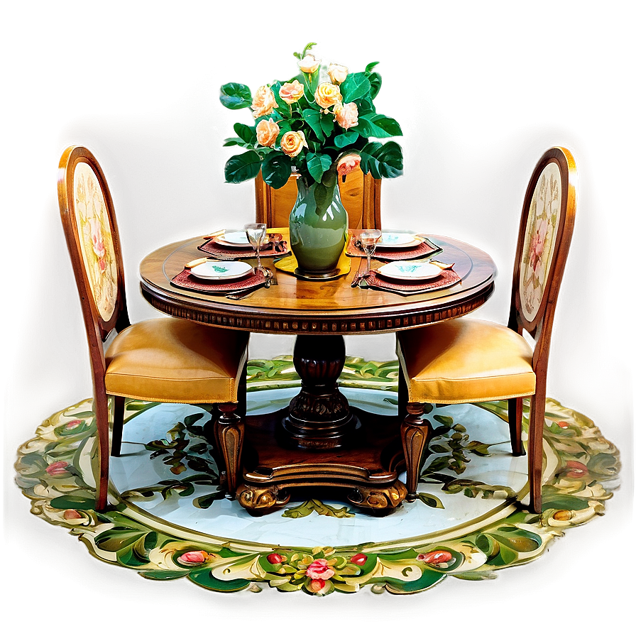 Antique Round Table Artwork Png Tio