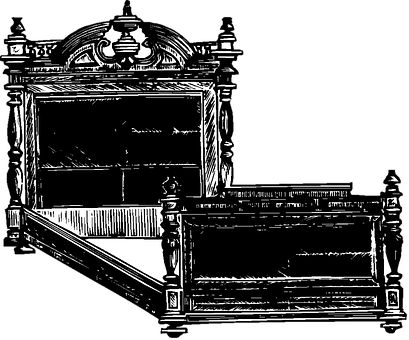 Antique Wooden Bed Sketch