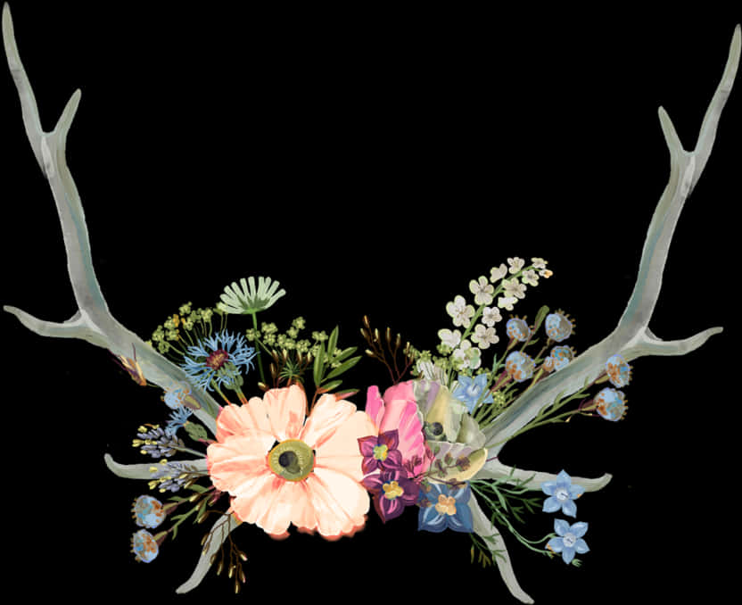 Antler Floral Arrangement Art